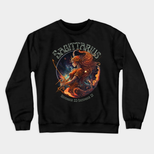 Retro Sagittarius Zodiac Sign Crewneck Sweatshirt by Curio Pop Relics